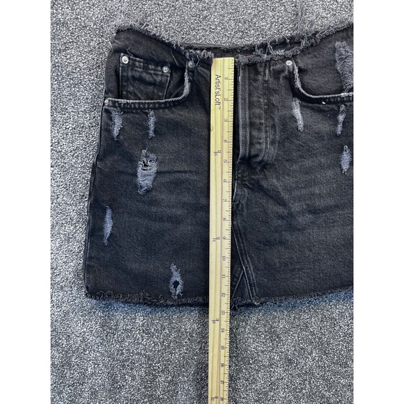 BDG Urban‎ Outfitters Skirt Womens XS Denim Fringed Edge Pocket Distressed Black - Picture 9 of 9